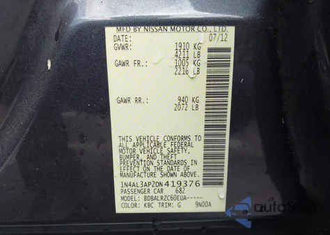 2013 Nissan Altima 2.5 S z USA, uszkodzony, nr VIN 1N4AL3AP2DN419376